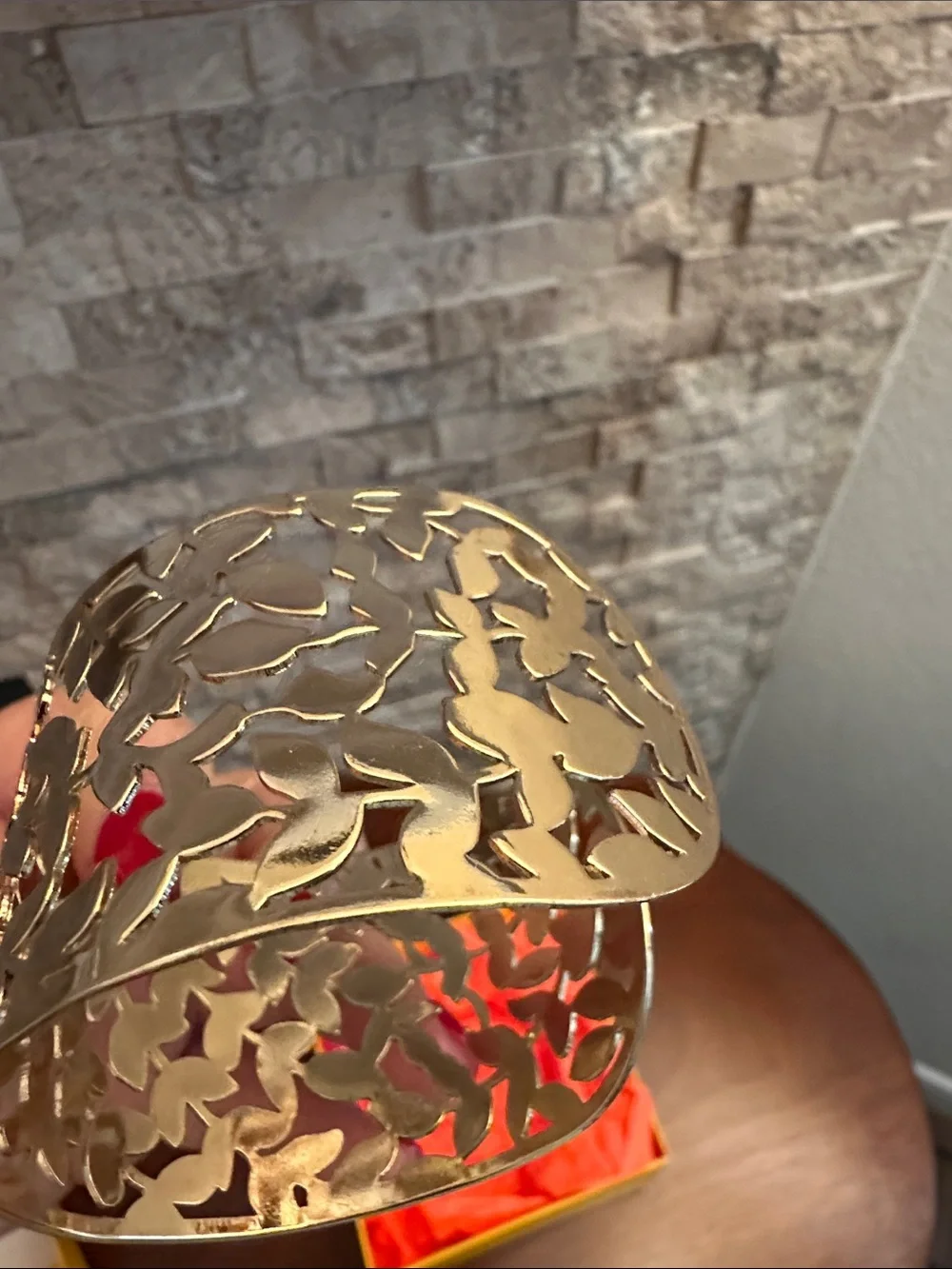 Fashion Jewelry Gold Cutout Floral Open Cuff Bracelet